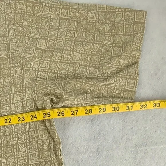 L.L. Bean 100% Cotton Tan Short Sleeve Button Down Hawaiian Shirt Size XLT - Picture 6 of 9